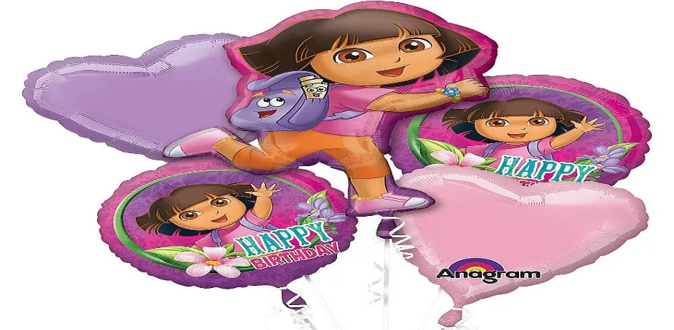 Dora The Explorer Happy Birthday Mylar Foil Balloon Bouquet Set

